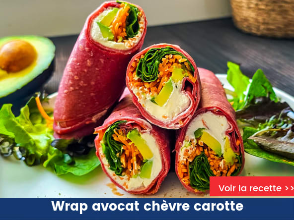Wrap avocat chèvre carotte